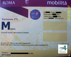 COPIA PERMESSO MERCI ZTL ROMA veicolo a METANO